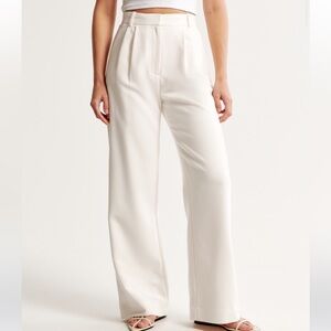 A&F Sloane Tailored Wide Leg Pant Cream
